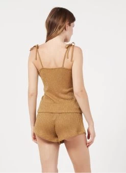 GIA - Short Van Glanzende Tricot | Goudkleurige -Chic Verkoop 3105697
