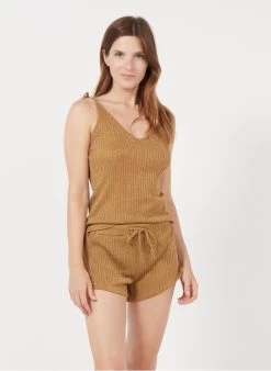 GIA - Short Van Glanzende Tricot | Goudkleurige -Chic Verkoop 3105701