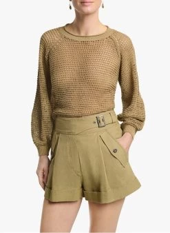 Vanessa Bruno TOBBY - Short Van Katoenmix Met Hoge Taille | Kaki -Chic Verkoop 3615381