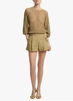 Vanessa Bruno TOBBY - Short Van Katoenmix Met Hoge Taille | Kaki -Chic Verkoop 3615382