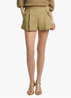 Vanessa Bruno TOBBY - Short Van Katoenmix Met Hoge Taille | Kaki