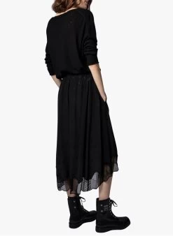 Zadig & Voltaire JOSLIN - Jupe Midi En Soie | Zwart -Chic Verkoop 3629897