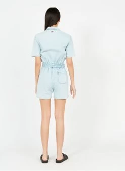 CAPUCINE - Playsuit Met Klassieke Kraag Katoenblend | Jeans Verschoten -Chic Verkoop 3653434