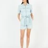 CAPUCINE - Playsuit Met Klassieke Kraag Katoenblend | Jeans Verschoten
