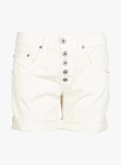 Please Short Van Stretchkatoen Met Knoopsluiting | Beige -Chic Verkoop 3674334