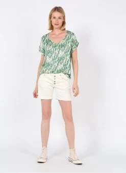 Please Short Van Stretchkatoen Met Knoopsluiting | Beige