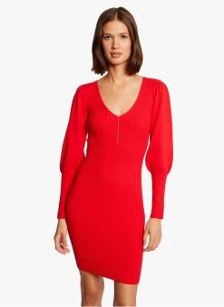 MORGAN Korte, Gebreide Jurk | Wit