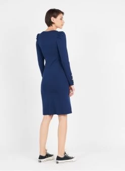 SOFIA - Zwangerschapsjurk Met Lange Mouw | Blauw -Chic Verkoop 3796279