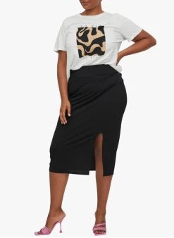 Halflange, Straight-fit Rok | Zwart -Chic Verkoop 3806683