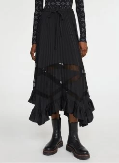 CLAUDIE PIERLOT SELODA - Lange Plissérok | Zwart