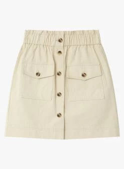 IMOGENE - Rechte, Katoenen Rok Met Hoge Taille | Wit -Chic Verkoop 3913301