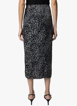 Zadig & Voltaire JAMELIA BURNOUT STARS - Halflange Rok Met Print | Zwart -Chic Verkoop 3915562