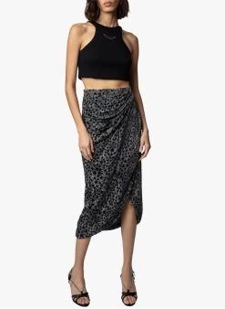 Zadig & Voltaire JAMELIA BURNOUT STARS - Halflange Rok Met Print | Zwart -Chic Verkoop 3915563
