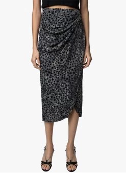Zadig & Voltaire JAMELIA BURNOUT STARS - Halflange Rok Met Print | Zwart