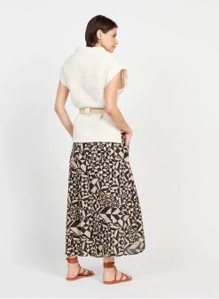 JAPITO - Gerende, Katoenen Rok Met Print | Beige -Chic Verkoop 3922074