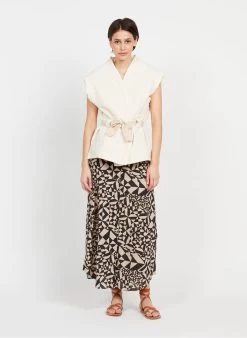 JAPITO - Gerende, Katoenen Rok Met Print | Beige