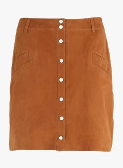 ONE STEP Korte, Suède Rok | Bruin -Chic Verkoop 3924213