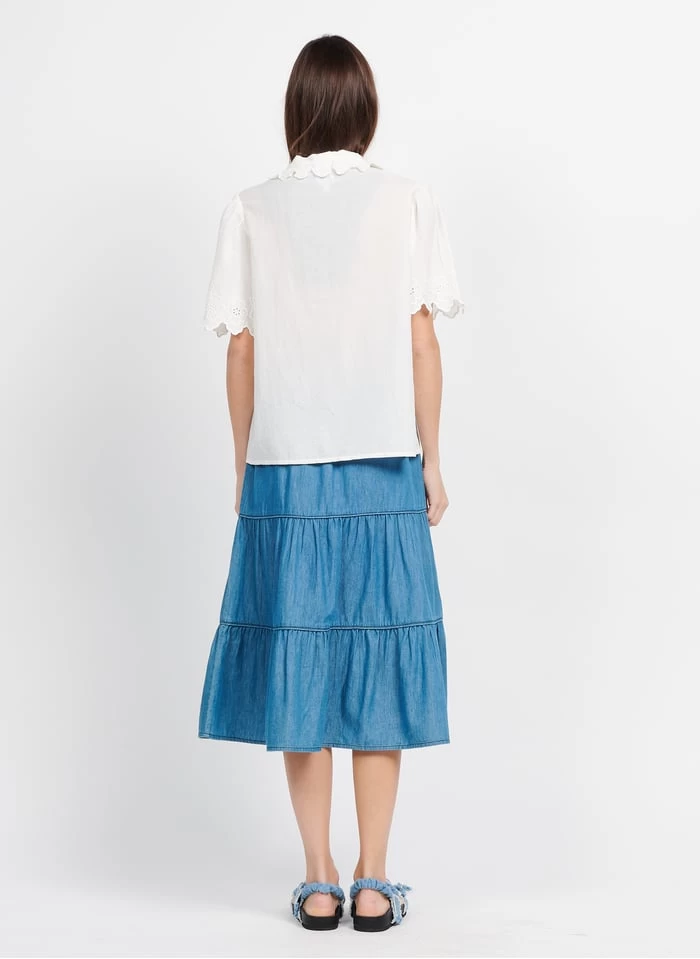 Petite Mendigote MARIA - Halflange, Katoenen Rok | Blauw 7 Petite Mendigote MARIA - Halflange, Katoenen Rok | Blauw - Afbeelding 5