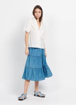 Petite Mendigote MARIA - Halflange, Katoenen Rok | Blauw 11 Petite Mendigote MARIA - Halflange, Katoenen Rok | Blauw -Chic Verkoop 3924979