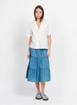 Petite Mendigote MARIA - Halflange, Katoenen Rok | Blauw