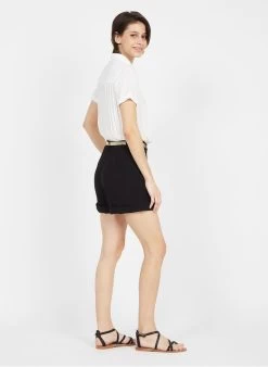 Tweekleurige Korte Jumpsuit Van Crêpestof | Zwart -Chic Verkoop 3946606