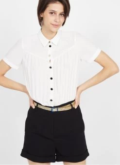 Tweekleurige Korte Jumpsuit Van Crêpestof | Zwart -Chic Verkoop 3946610