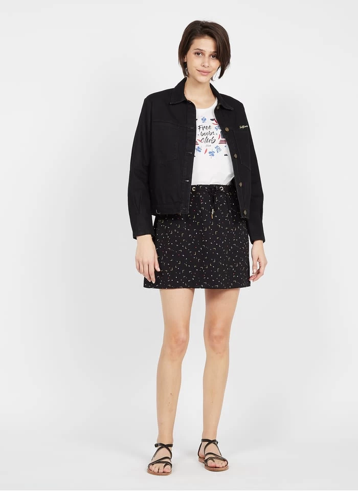 Korte Rok Met Print | Zwart 8 Korte Rok Met Print | Zwart - Afbeelding 6