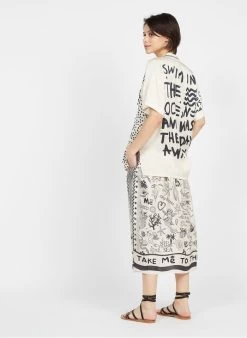 ELIZABETH - Halflange Rok Met Print | Wit -Chic Verkoop 3946974