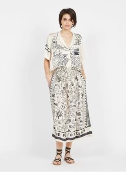 ELIZABETH - Halflange Rok Met Print | Wit -Chic Verkoop 3946975