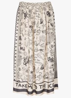 ELIZABETH - Halflange Rok Met Print | Wit -Chic Verkoop 3947942