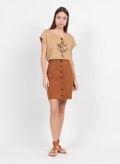 ONE STEP Korte, Suède Rok | Bruin