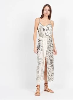 LUNA - Halflange, Getailleerde Rok Met Print | Wit -Chic Verkoop 3951253