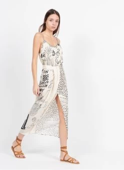 LUNA - Halflange, Getailleerde Rok Met Print | Wit -Chic Verkoop 3951258