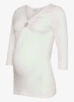 Mamalicious LEMONI - Top Met V-hals Katoenblend | Wit -Chic Verkoop 3951984