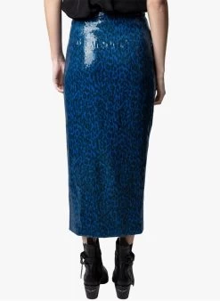Zadig & Voltaire JAMELIA - Halflange Rok Met Luipaardprint | Blauw -Chic Verkoop 3955324
