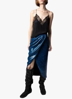 Zadig & Voltaire JAMELIA - Halflange Rok Met Luipaardprint | Blauw -Chic Verkoop 3955325