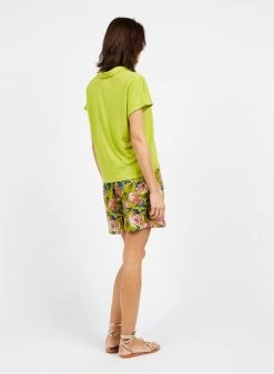 Katoenen Short Met Print | Groen -Chic Verkoop 3969560