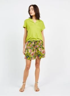 Katoenen Short Met Print | Groen -Chic Verkoop 3969561