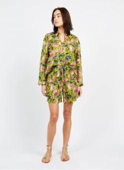 Katoenen Short Met Print | Groen -Chic Verkoop 3969567