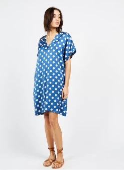 Korte, Soepelvallende Jurk | Blauw -Chic Verkoop 3969605