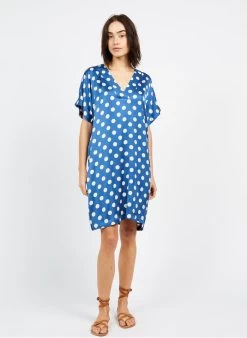 Korte, Soepelvallende Jurk | Blauw