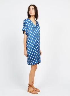Korte, Soepelvallende Jurk | Blauw -Chic Verkoop 3969608