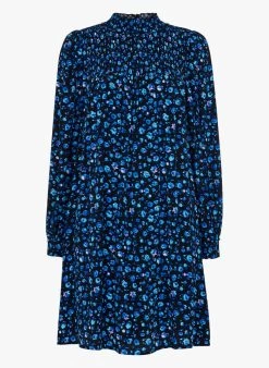 Whistles BLURRED FLORAL - Korte Jurk Met Ronde Hals En Print | Blauw -Chic Verkoop 3971626