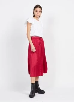 Scotch And Soda Halflange Plissérok | Rood