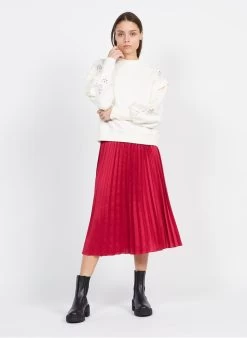 Scotch And Soda Halflange Plissérok | Rood -Chic Verkoop 3979962