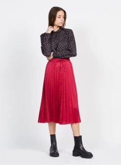 Scotch And Soda Halflange Plissérok | Rood -Chic Verkoop 3980455