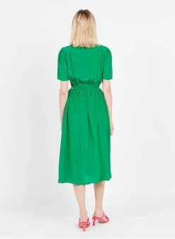 Suncoo CISKA - Lange, Getailleerde Jurk Van Viscose | Groen -Chic Verkoop 3980633