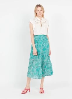 Suncoo FIONA - Halflange Rok Met Print | Blauw