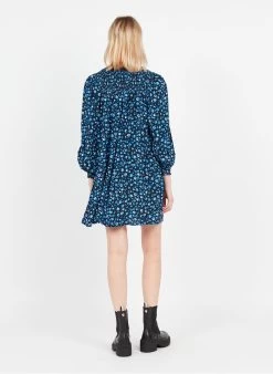 Whistles BLURRED FLORAL - Korte Jurk Met Ronde Hals En Print | Blauw -Chic Verkoop 3980916