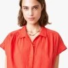 EGLANTINE - Katoenen Blouse Met Overhemdkraagje | Rood -Chic Verkoop 3985408